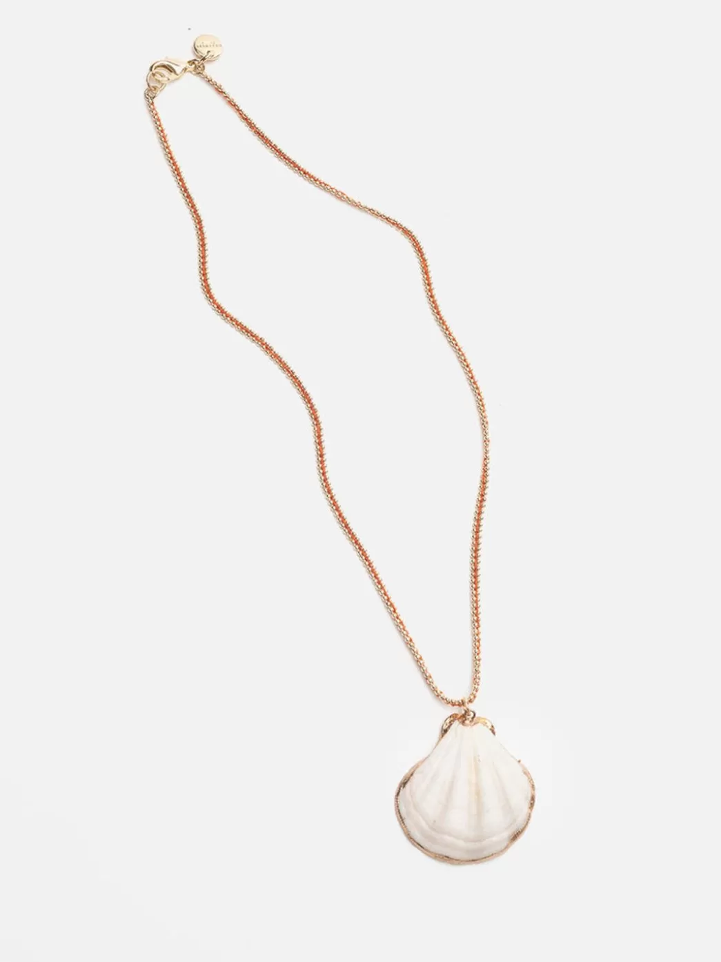 Mujer Mercules Collar Concha Blanca Y Cordon Naranja