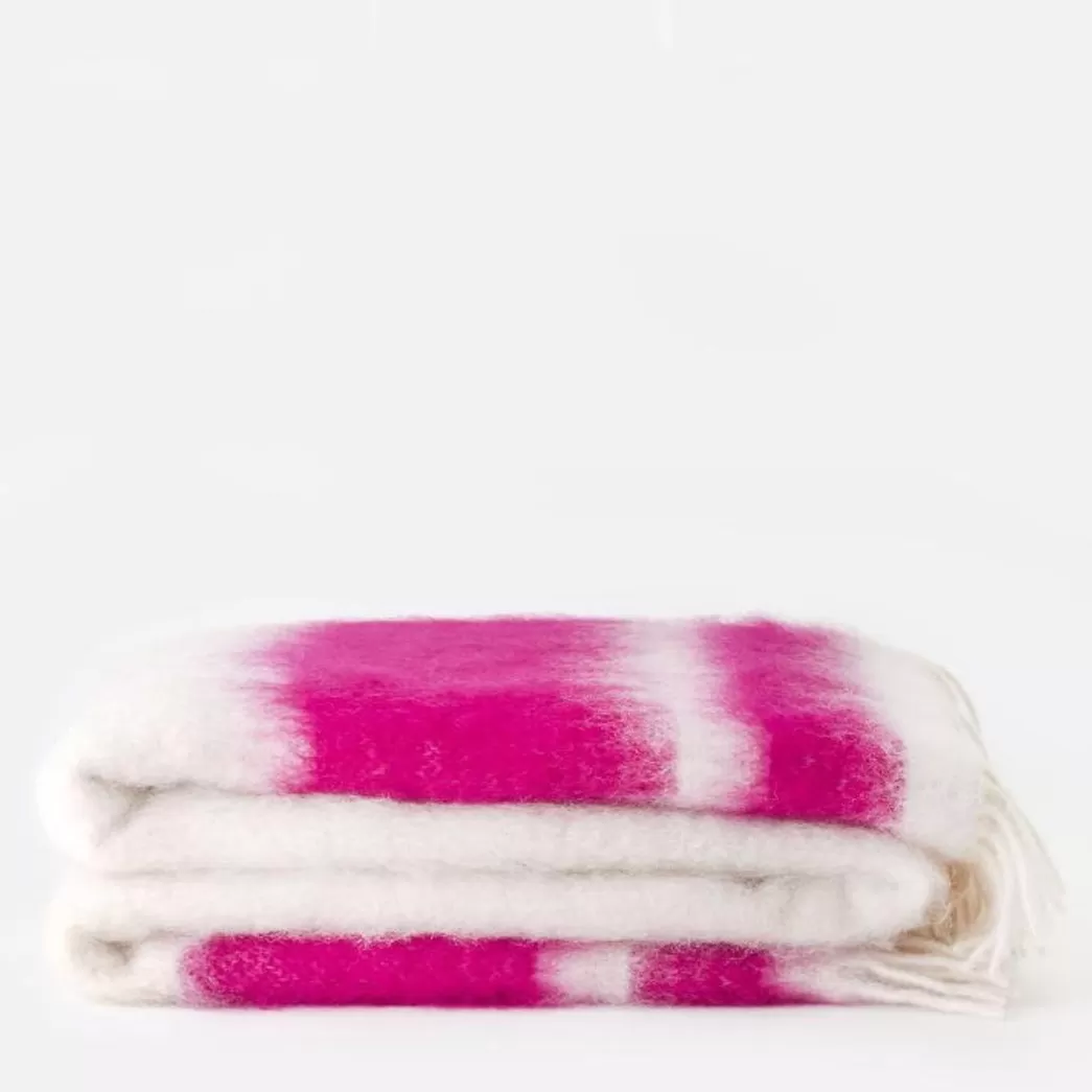Mujer Mercules Manta De Mohair Blanco Y Fucsia