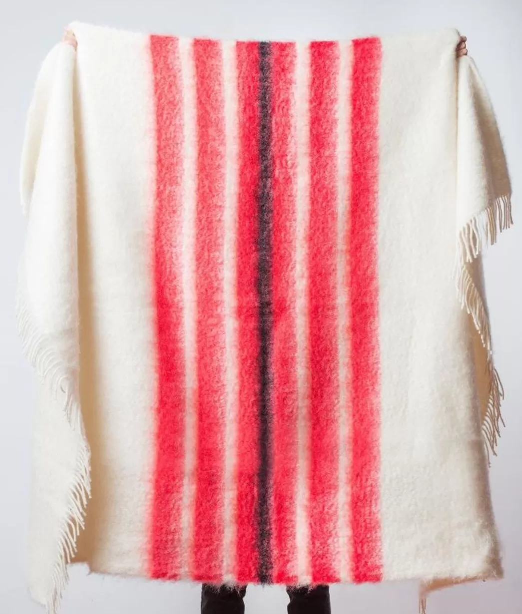 Mujer Mercules Manta De Mohair Coral Y Blanco